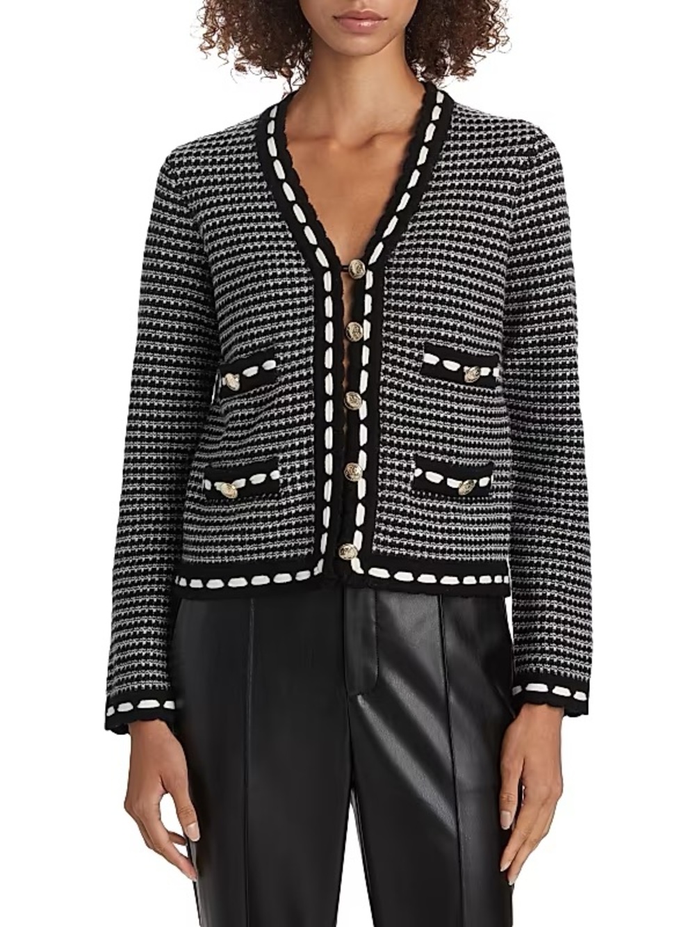 Elie Tahari Navy and White Alta Cardigan Wool/Cashmere - Picture 11 of 12